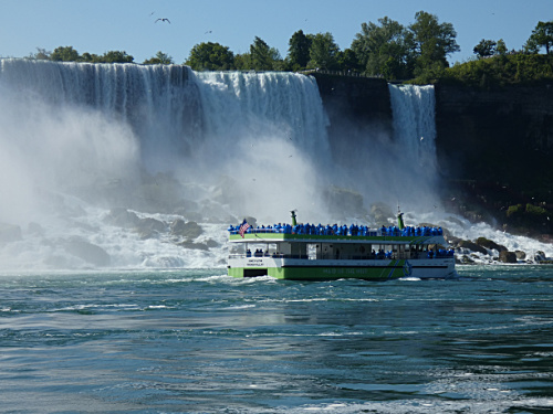 A boat like our heading into the falls